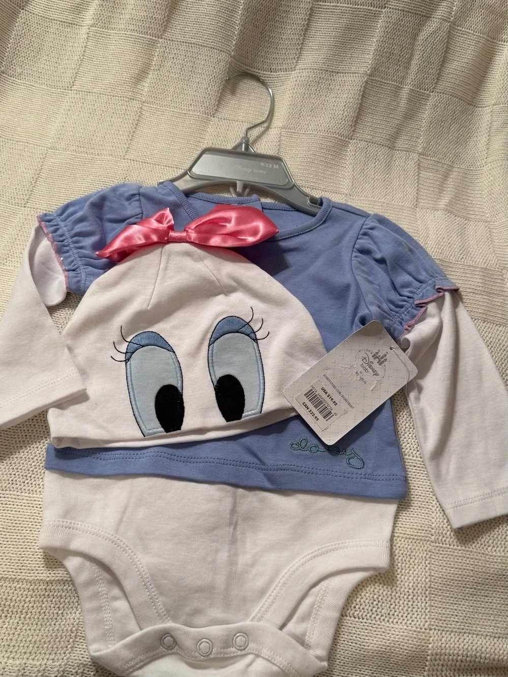 Disney Blue, White & Pink Baby One-Piece with Character Hat